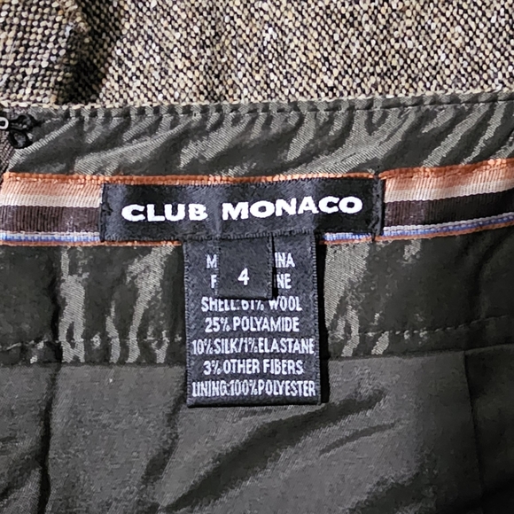 Club Monaco | Tweed Brown Ruffle-Hem Midi Skirt - Picture 5 of 6